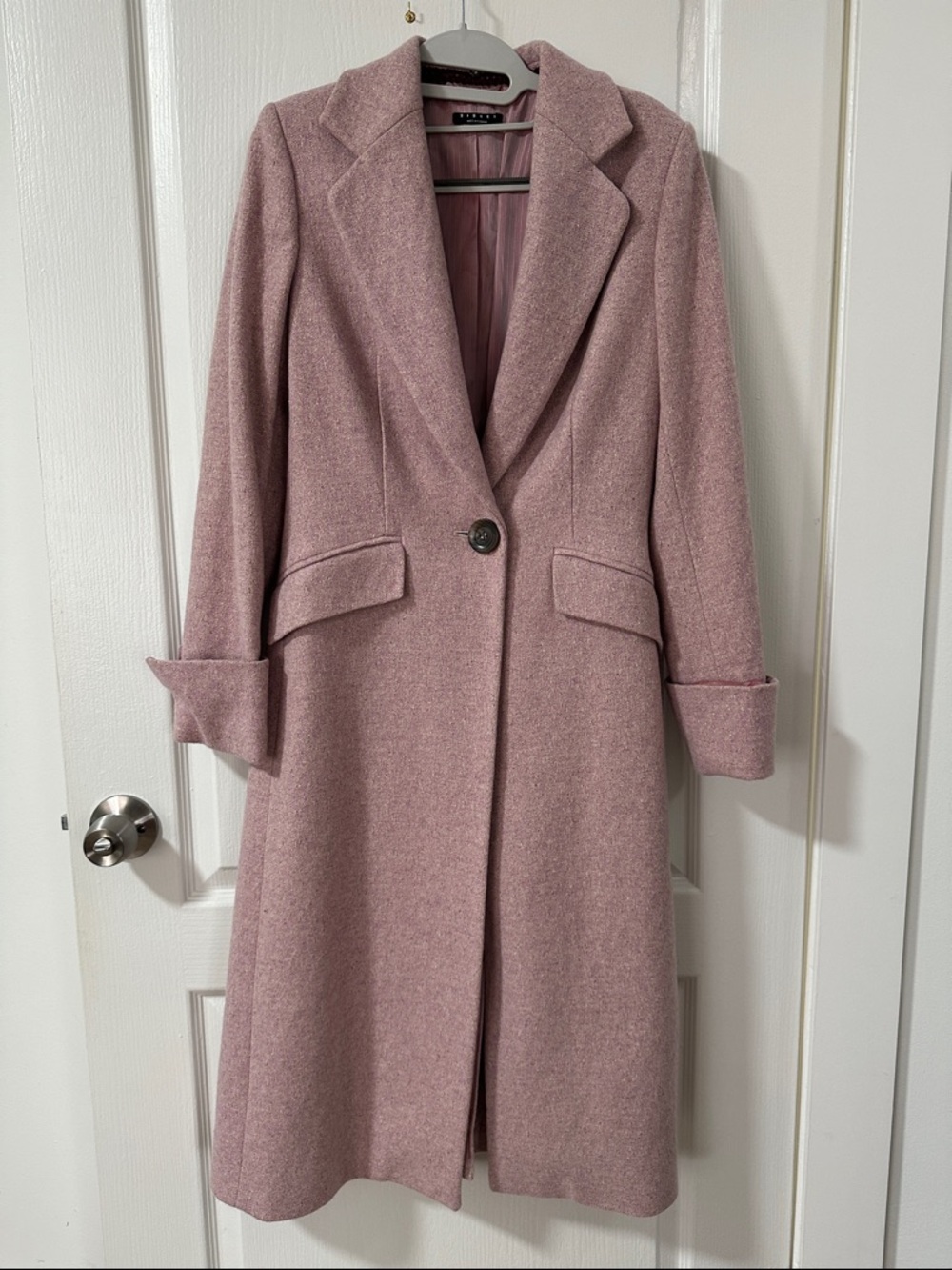 Sisley Dusty Pink Single-Button Wool-Blend Trench Coat- Rare Y2K